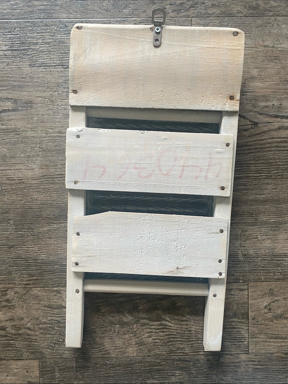Pearl White Rustic Wooden Wall Pocket - Picture 2 of 2